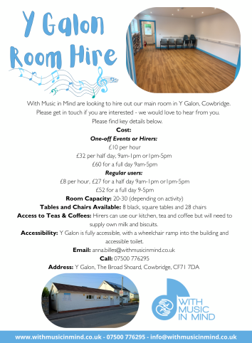 Room Hire Y Galon Poster October 2025