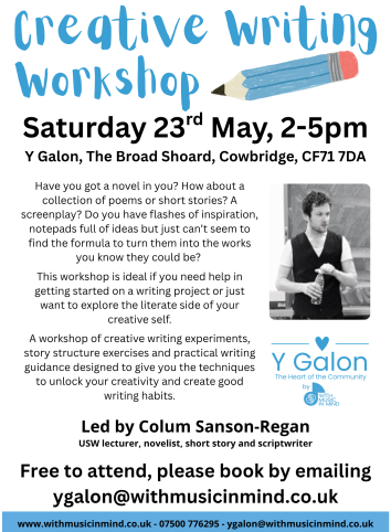 Saturday 23rd May, time at Y Galon, The Broad Shoard, Free to attend, please email to book (1)